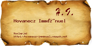 Hovanecz Immánuel névjegykártya